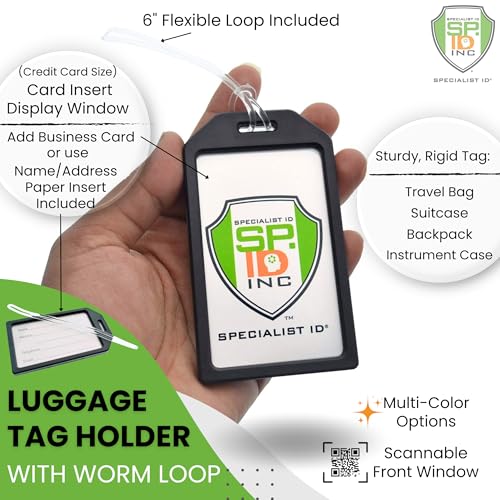 Bulk 50 Pack Premium Rigid Airline Luggage Tag Holders with 6" Worm Loops