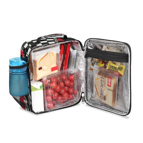 Racing Car Retro Kids Lunch Bag Insulated Lunch Box Mini Cooler Back to School Thermal Meal Tote Kit Bento Tote Bags Lunchbox for Boys Girls (Car Racing)