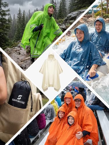 Adult Rain Poncho Waterproof Hooded Raincoat Lightweight Packable