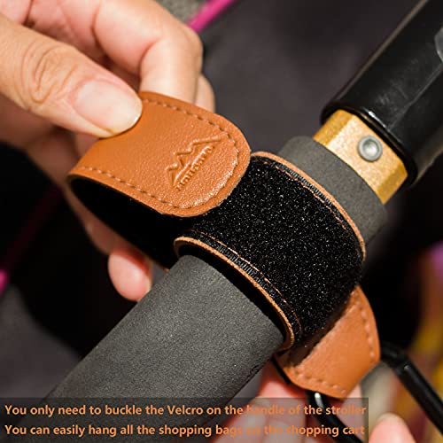 Baby Stroller Hooks Bag Hooks for Hanging Diaper Bags Multipurpose Hooks for Grocery Shopping Bags Premium Vegan Leather Pram Straps 2 Pcs (2 Count)