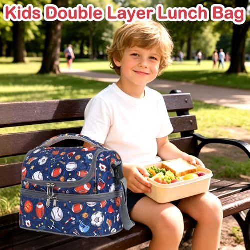 Double Decker Cooler Insulated Lunch Bag Large Tote for Boys