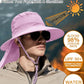 Outdoor Sun Hats with Stowable Neck Flap for Men Women UPF 50+ Mesh Summer Bucket Hat Wide Brim for Fishing Safari Hiking Purple
