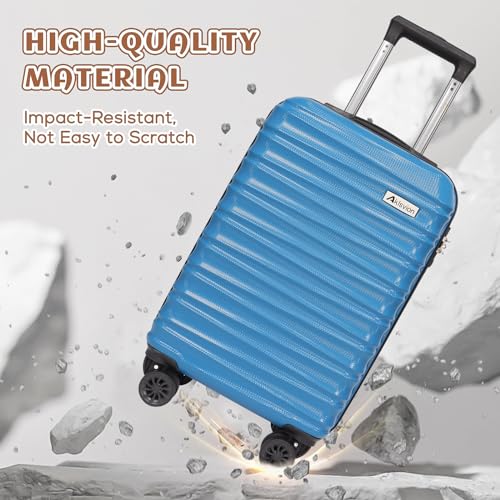Luggage Set 3 Piece Luggage Set ABS hardshell Spinner Wheels Luggage Carry on Suitcase with Weekender bag & Toiletry bag（Skyblue） (3 Count)