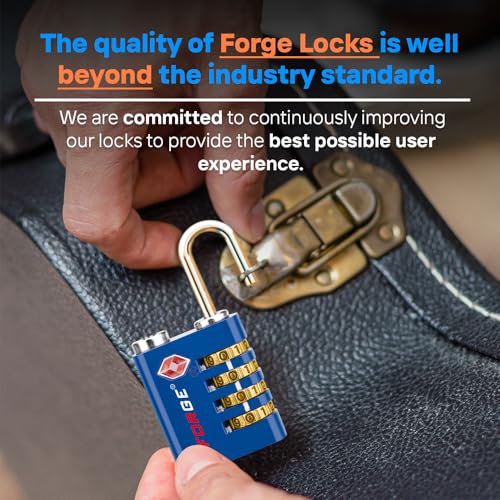 Dual-Opening: Key or Combination Access Lock, TSA Approved Locks for Luggage, Pelican case, Travel, Gym, School, Stainless Steel Shackle. (Blue 2 Pk)
