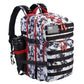 Military Tactical Backpack for Men and Women 45L Army 3 Days Assault Pack Bag Large Rucksack with Molle System Black and White with Red