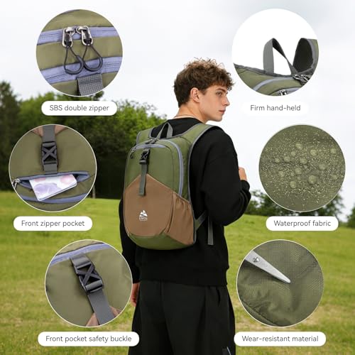 15L Small Hiking Backpack for Men Women Lightweight Packable Backpack Foldable Casual Daypack for Camping Travel Outdoor