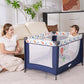 Pack and Play Portable Crib Baby Playpen for Toddler Unisex Playard Foldable Baby Crib with Mattress Pad Lightweight Travel Playard Blue