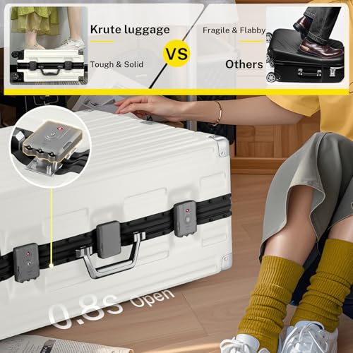 Zipperless Luggage 28inch Checked Hard Shell Suitcases with Wheels
