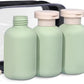 ASEVAT3.4oz 3Pcs Green Plastic Refillable Travel Shampoo and Conditioner Bottles Plastic Refillable Travel Shampoo Bottles with Flip Cap Shampoo and Conditioner Dispenser