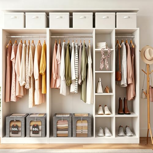 Blanket Storage Bins with Metal Frame for Closet (4 Count)