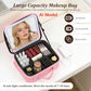 Travel Makeup Bag with Mirror & 8 Adjustable EVA Dividers