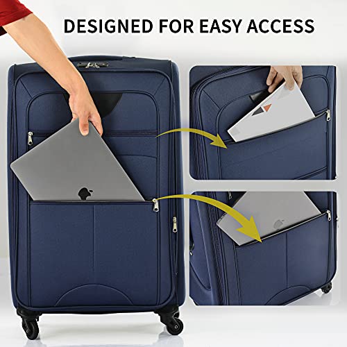 Softside Luggage Set Softshell Lightweight 3 Piece Spinner Suitcase (3 Count)