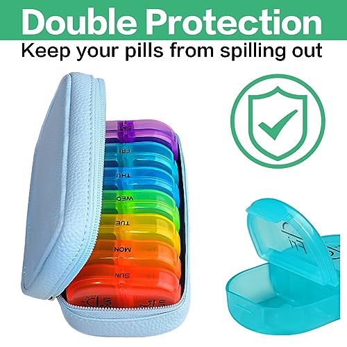 Weekly Travel Pill Organizer 2 Times a Day AM PM Rainbow Pill Box