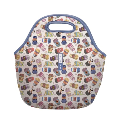 LunchTote Zippered Bag Insulated Neoprene Caddy (Happiest Cup / Large 4.5 Quart Lunch Tote)