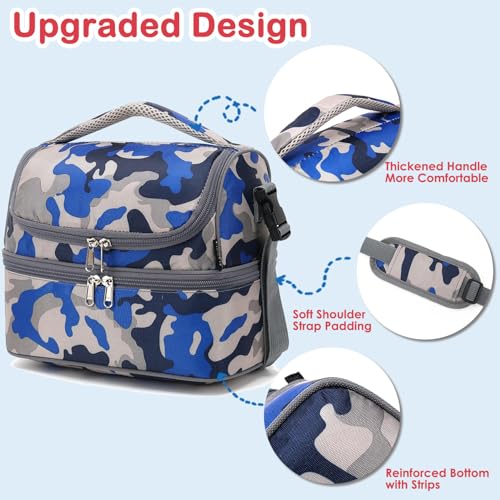 Kids Double Decker Cooler Insulated Lunch Bag Large Tote for Boys