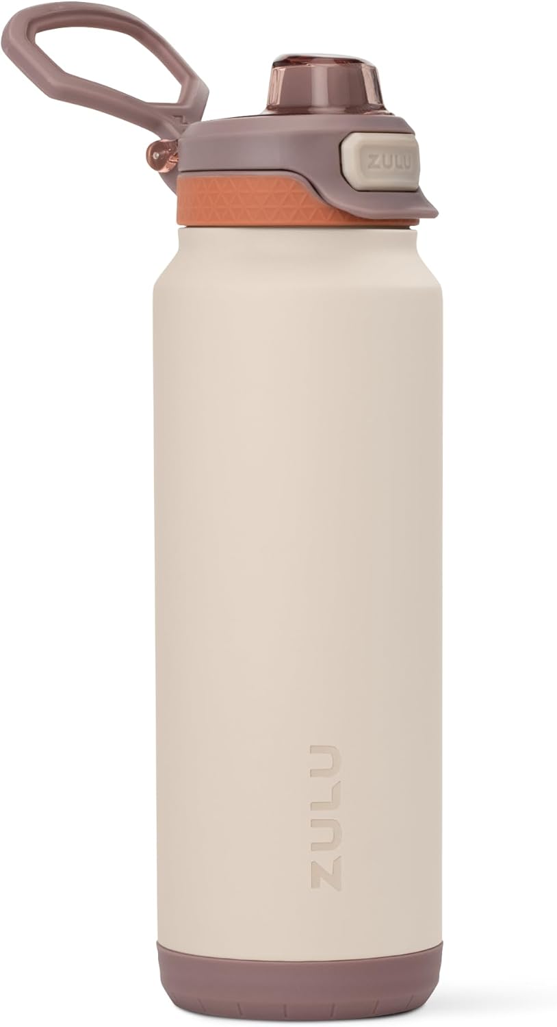 ZULU Powerfill Pro 32oz Stainless Steel Water Bottle with Quick Fill Lid, Triple Walled Vacuum Insulated Metal, Leak Proof Locking Lid, Sip and Chug, Reusable BPA Free, Driftwood - Roamly
