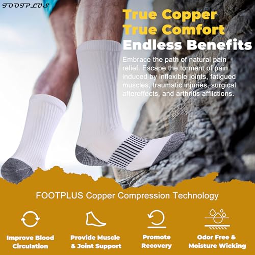 6 Pairs Copper Infused Hiking unning Compression Socks (6 Count)