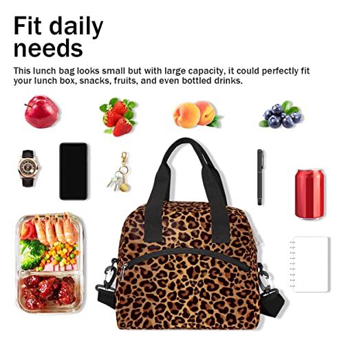 Leopard Cheetah Skin Insulated Lunch Bag for Women Men Adult Lunch Tote Bag with Shoulder Strap Reusable Lunch Box Large Containers Thermal Cooler Bag for Work School Picnic Lightweight Handbag (A03:Leopard Cheetah Skin)