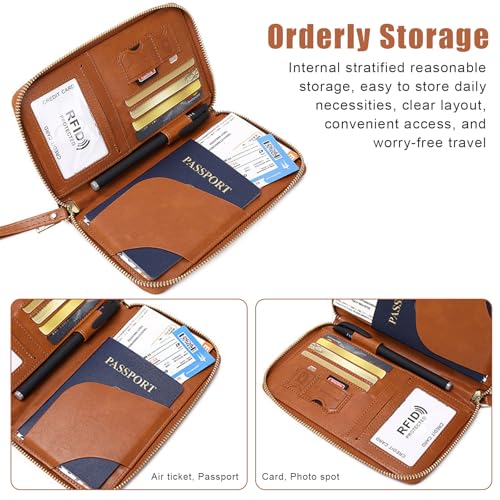 Multi Function RFID Travel Passport Wallet with Phone Pocket