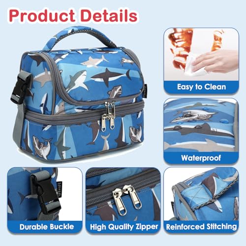 Kids Double Decker Cooler Insulated Lunch Bag Large Tote for Boys