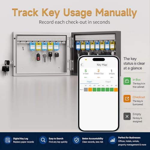 16 Key Lock Box Smart Key Organier Cabinet with Keypad & App for Office
