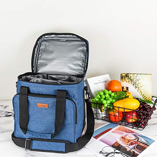 Insulated Wine Carrier 6 Bottle Bag Tote Removable Padded Divider Cooler