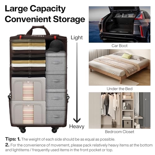 Travel Bag with Wheels Expandable Foldable Luggage Bag Collapsible Rolling Travel Duffel Bags Large Capacity Suitcase for Men Women