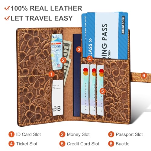 Genuine Leather Passport Holder for Women Men