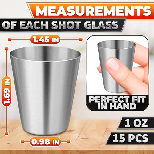 15 Pcs Stainless Steel Shot Glasses (15 Count)