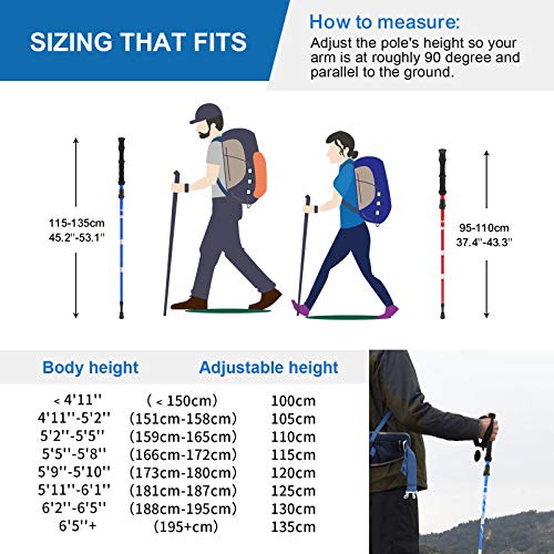 Lightweight Collapsible Trekking Poles Folding Hiking Sticks (2 Count)