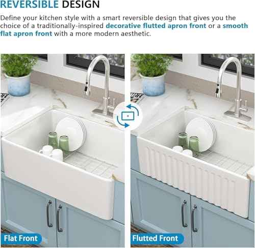 33"x18" White Farmhouse Kitchen Sink