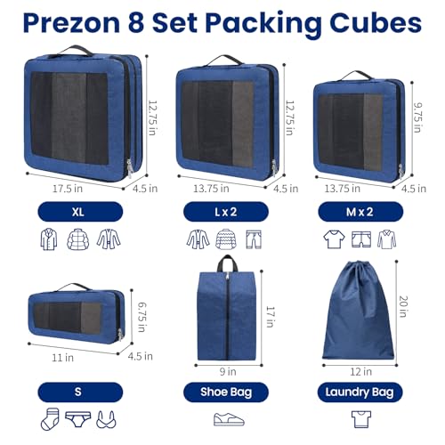 Compression Packing Cubes for Travel (8 Count)