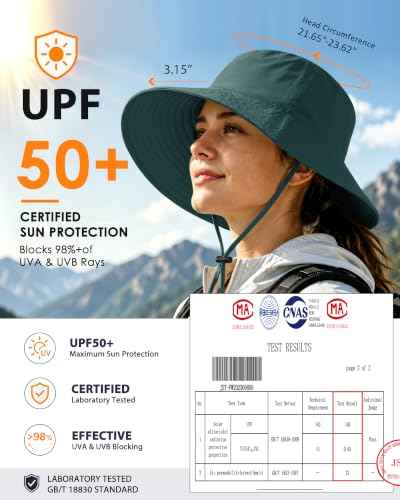 Water Resistant UPF 50+ Sun Bucket Hat Packable Brimmed for Women Men