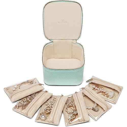 Travel Jewelry Organizer with Clear 6 Velvet Bags