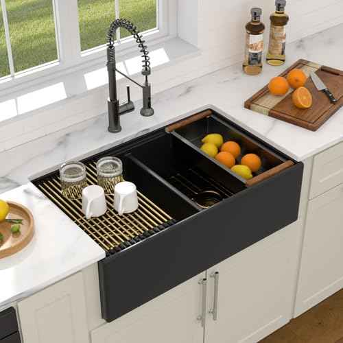 33" Black Ceramic Porcelain Farmhouse Sink