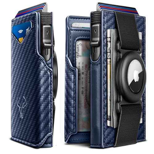 Men Airtag Leather Wallet Metal Case Money Clip