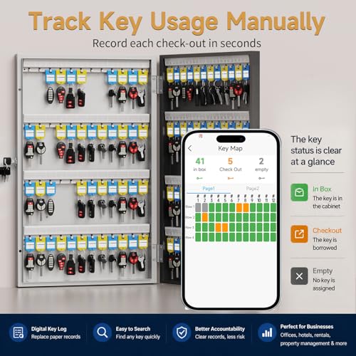 96 Key Lock Box Smart Key Organier Cabinet with Keypad & App for Office