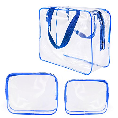 3Pcs Crystal Clear PVC Travel Toiletry Bag Kit for Women Men