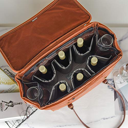 6 Wine Bottles Carrier Leather Bag