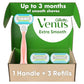 Extra Smooth Pink Women's Razor Handle + 3 Blade Refills (4 Count)