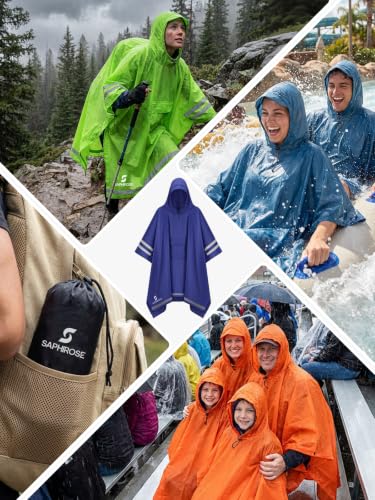 Adult Rain Poncho Waterproof Hooded Raincoat Lightweight Packable