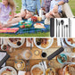 6 Pieces Stainless Steel Flatware Set Portable Reusable Cutlery Set Travel Utensils Set Including Chopsticks Knife Fork Spoon Straws Cleaning Brush Dishwasher Safe (6 Count)