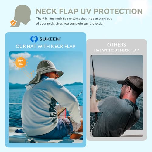 Cooling Sun Hat for Men Women UPF50+ Wide Brim Fishing Hat with Neck Flap Adjustable Foldable Bucket Hat for Hiking White