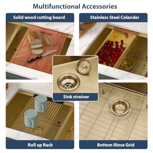 36 Inch Matte Gold Double Bowl Kitchen Sinks
