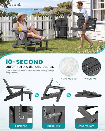 Folding Adjustable Adirondack Chair with Footrest