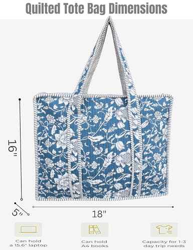 100% Cotton Quilted Tote Bag For Women