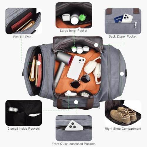 60L Canvas Duffle Bag for Men
