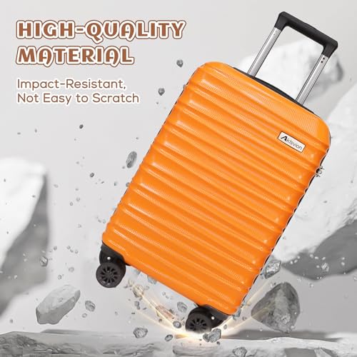Luggage Set 3 Piece Luggage Set ABS hardshell Spinner Wheels Luggage Carry on Suitcase with Weekender bag & Toiletry bag（Orange） (3 Count)