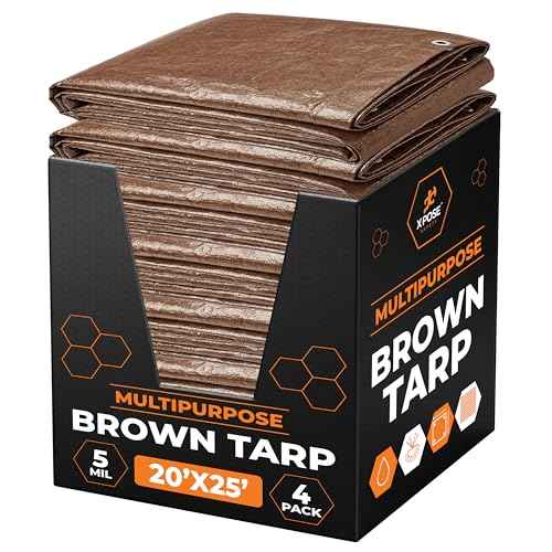 Multipurpose Protective Cover Brown Poly Tarp 20' x 25' (4 Count)