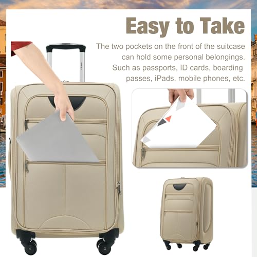 Softside Luggage Set Softshell Lightweight 3 Piece Spinner Suitcase (3 Count)